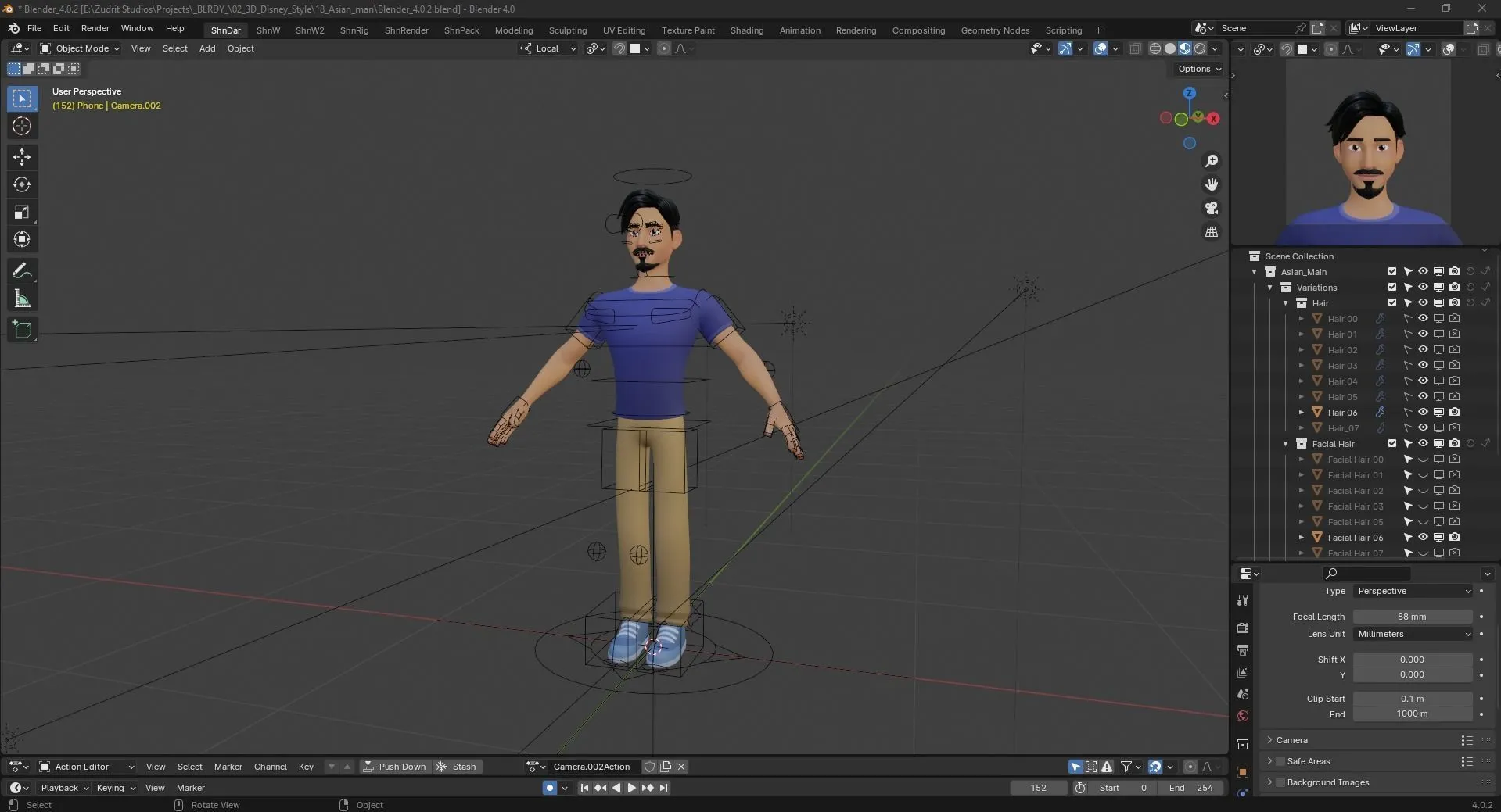 Customizable Man Cartoon Low-poly scene